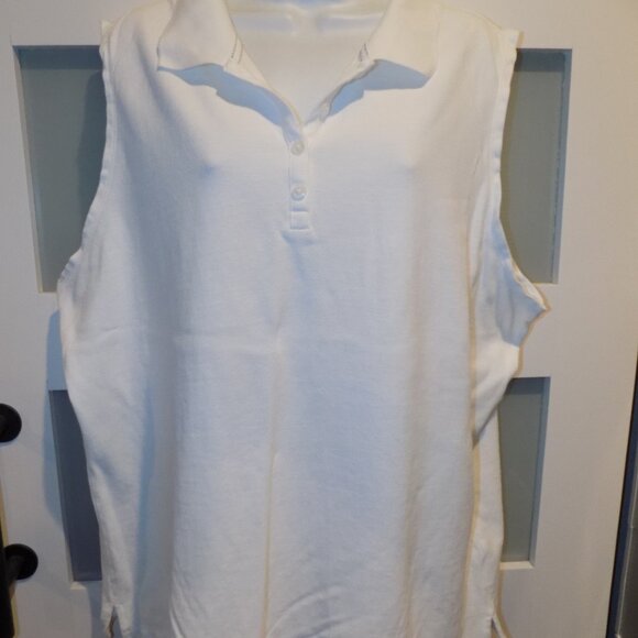 St. Johns Bay White Polo Sleeveless Shirt Size 2X Women's - Picture 1 of 3